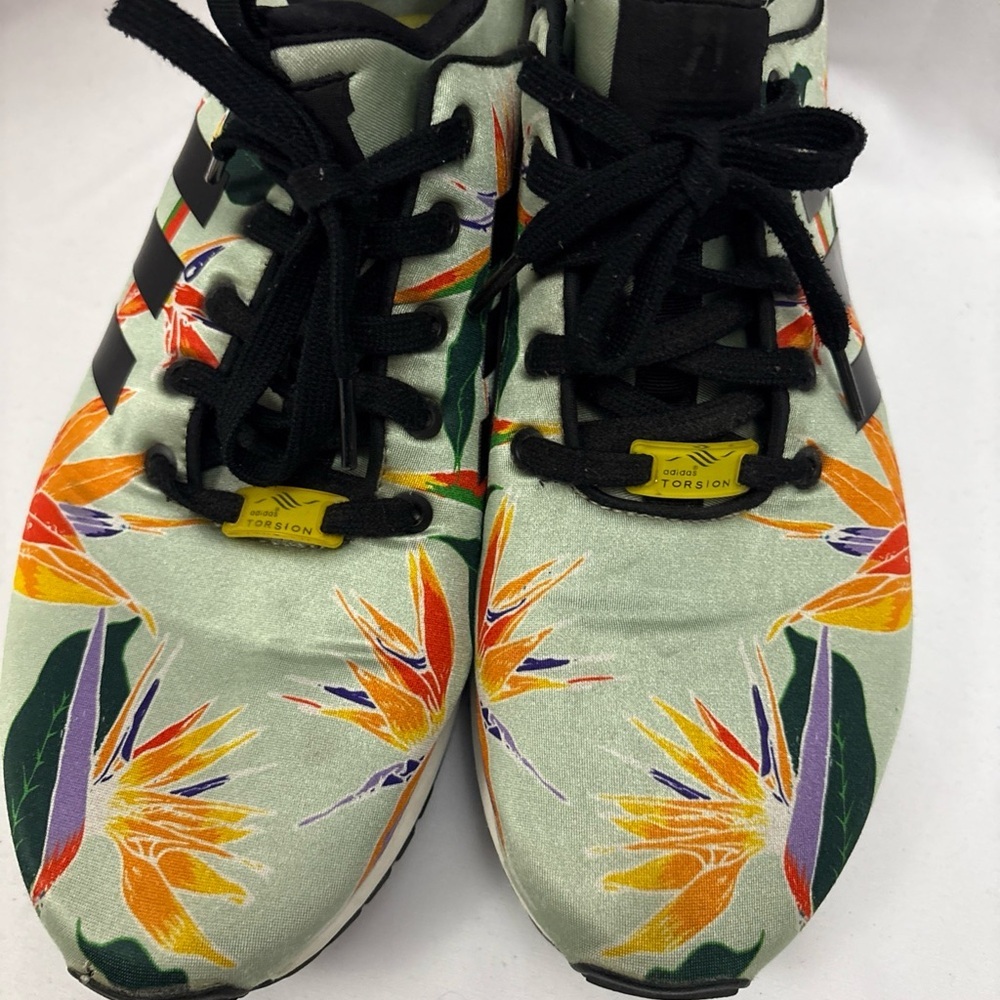 Adidas Originals Mens ZX FLUX NPS Blush Green Floral All Over Print Sneaker 10 - Picture 6 of 16